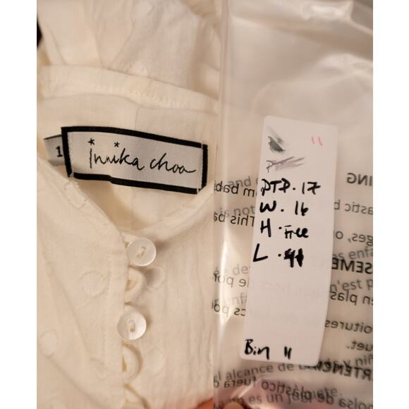 INNIKA CHOO Floral Embroidered Puff Sleeve White Dress SIZE SMALL - Picture 9 of 13